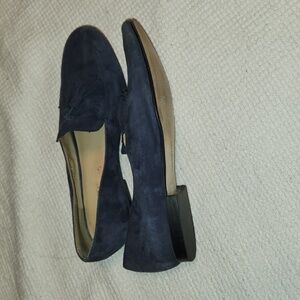Land's End navy suede tassel loafers